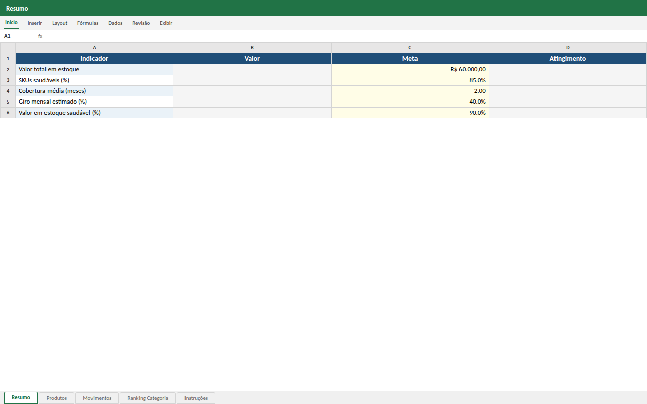 Controle de Estoque Simples em Excel