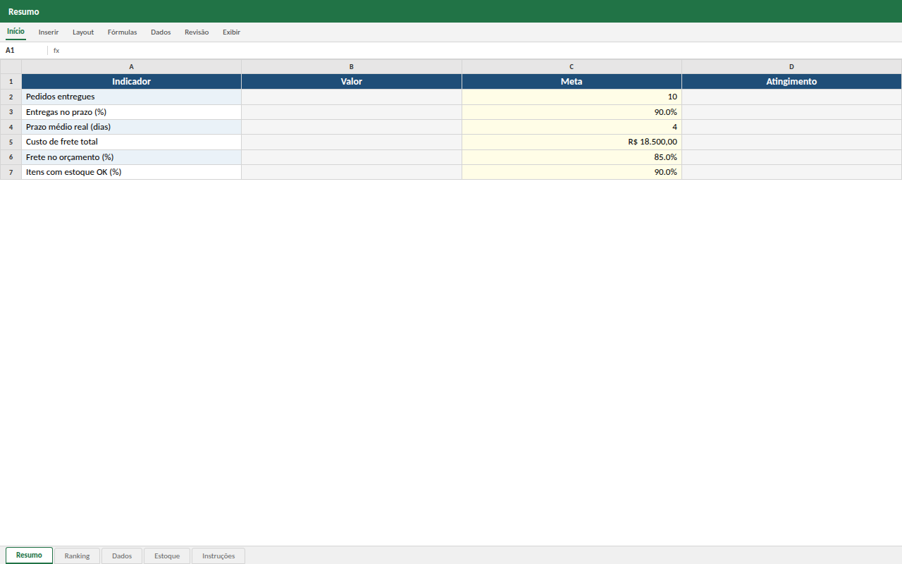 Dashboard de Logística em Excel