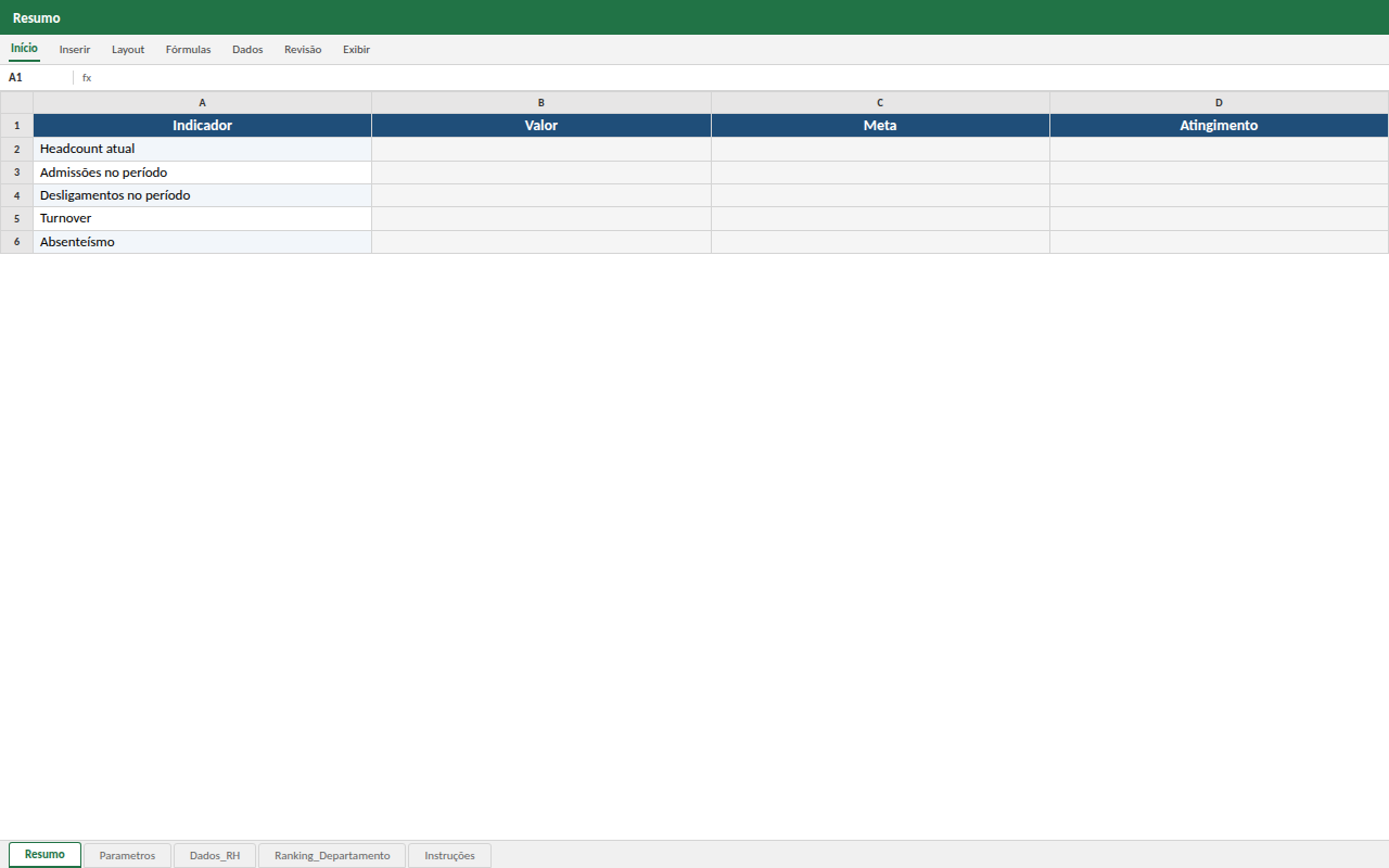 Dashboard de Recursos Humanos em Excel