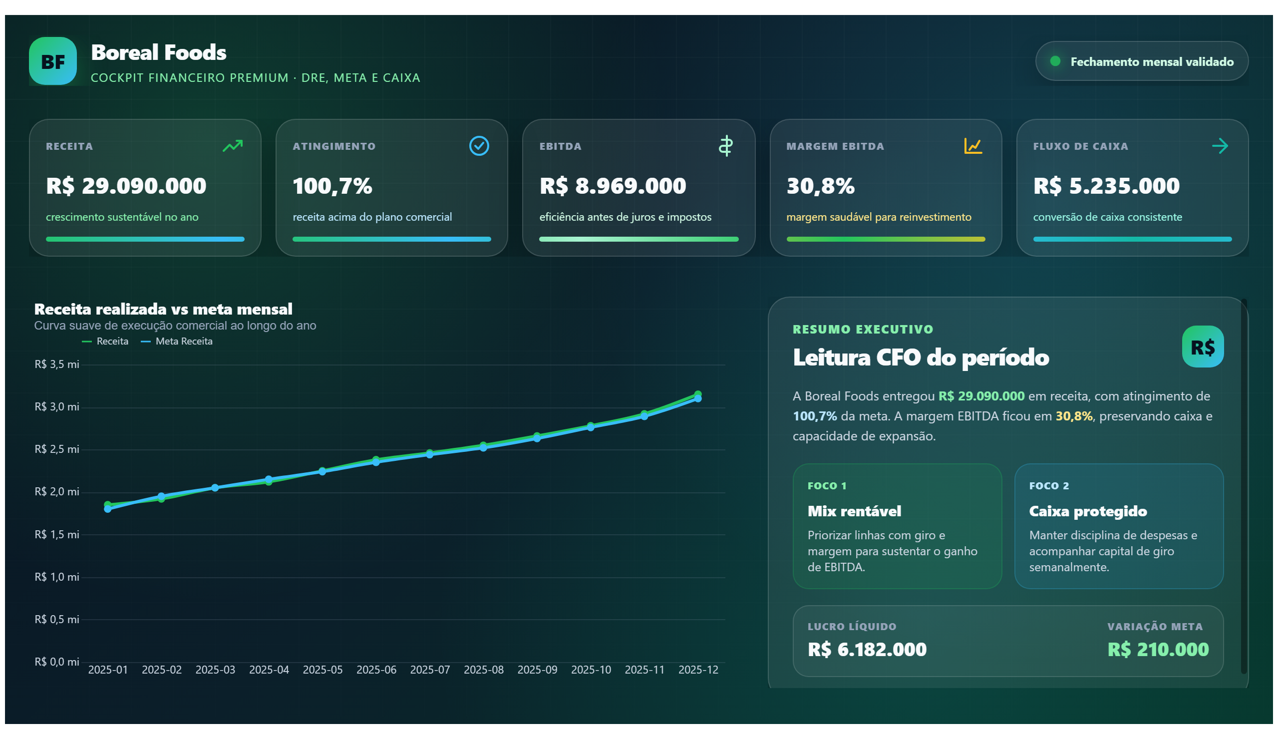 Boreal Foods — Cockpit Financeiro Premium