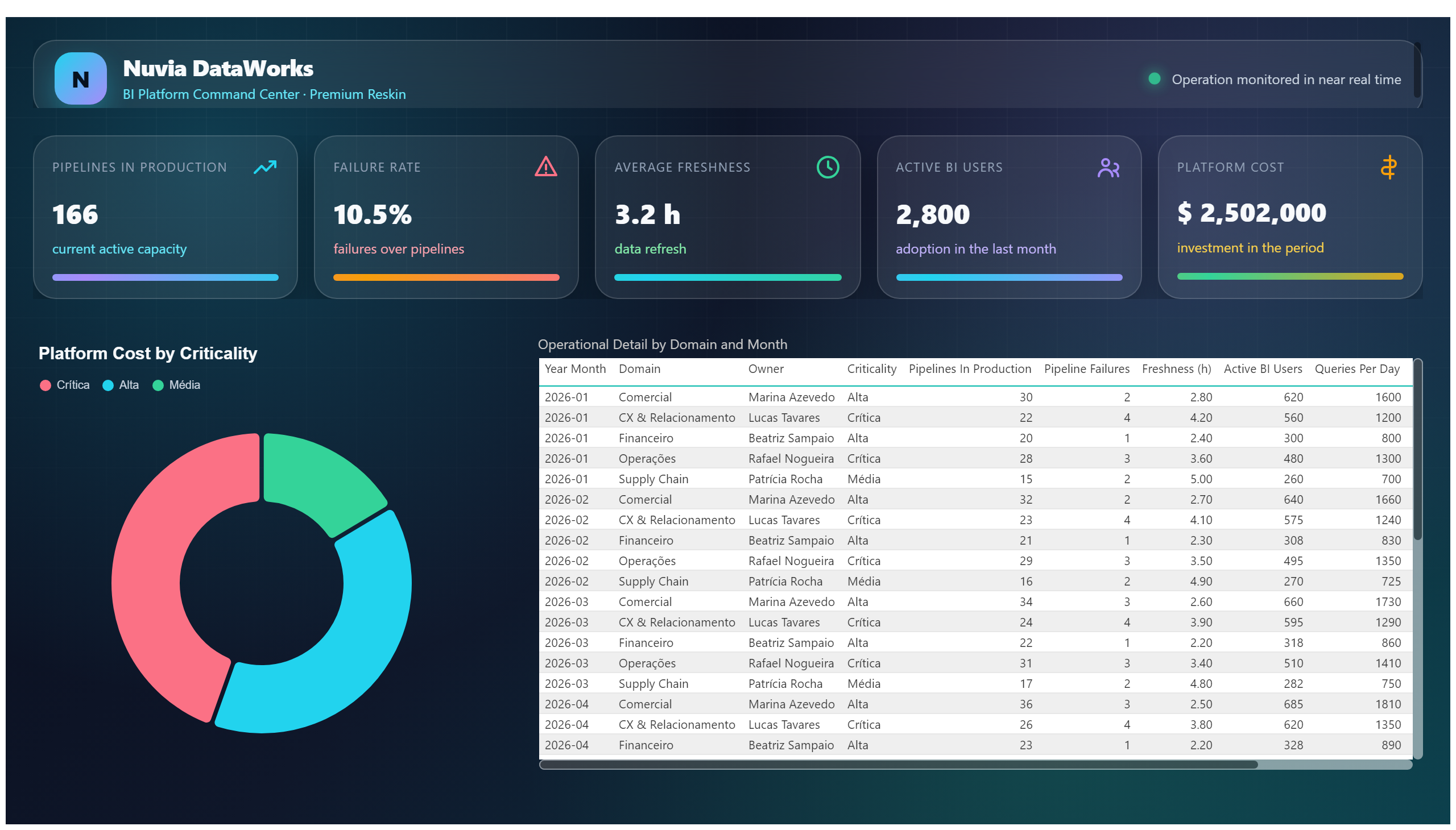 Nuvia DataWorks — Premium BI Platform — Domains & Detail